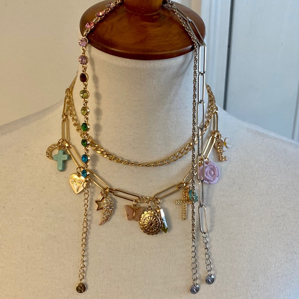 Paperclip Charm Necklace and Bracelet Set - Picture 9 of 10